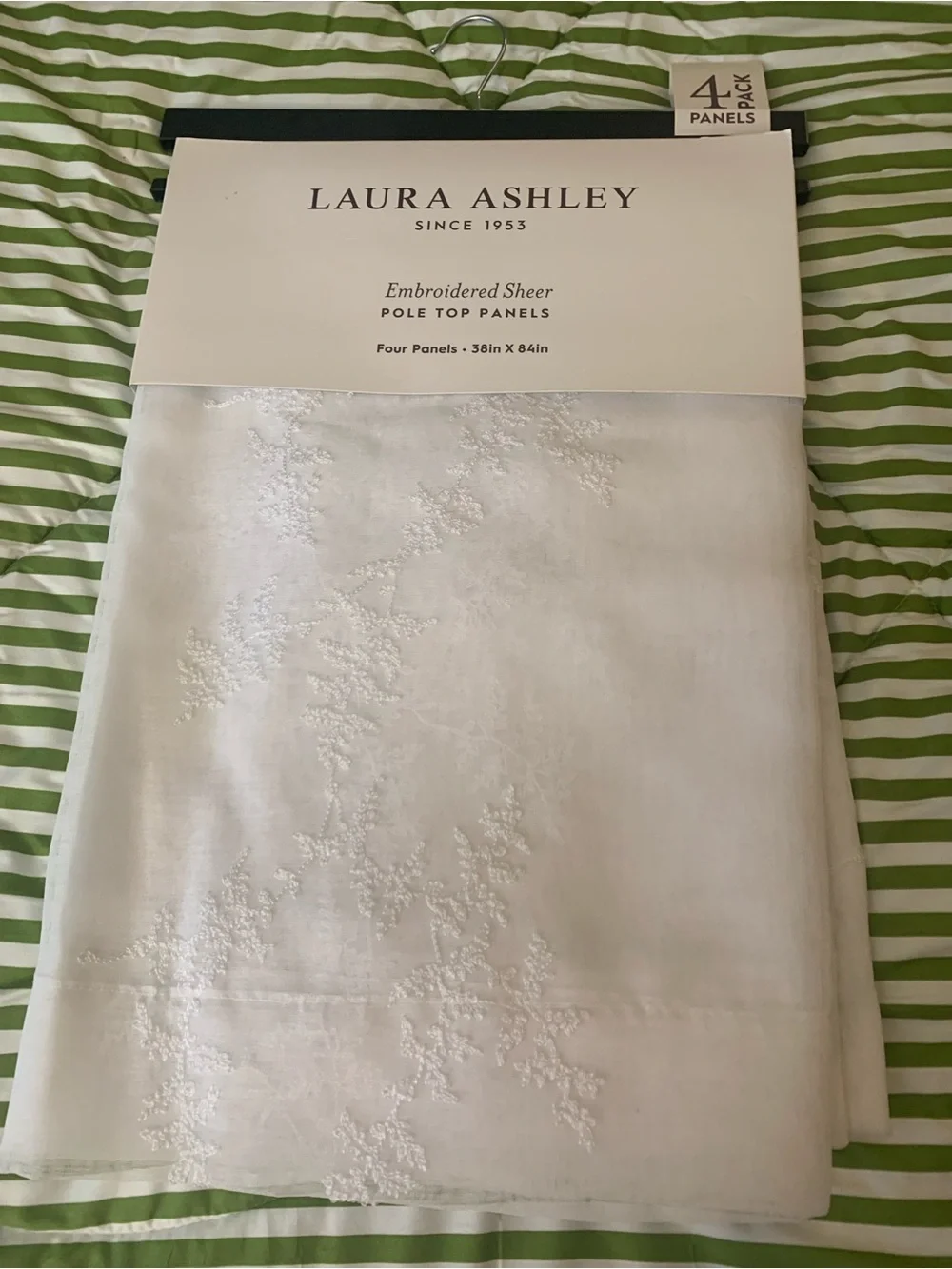 Laura Ashley White Embroidered Sheer Pole Top Panels - Set of 4